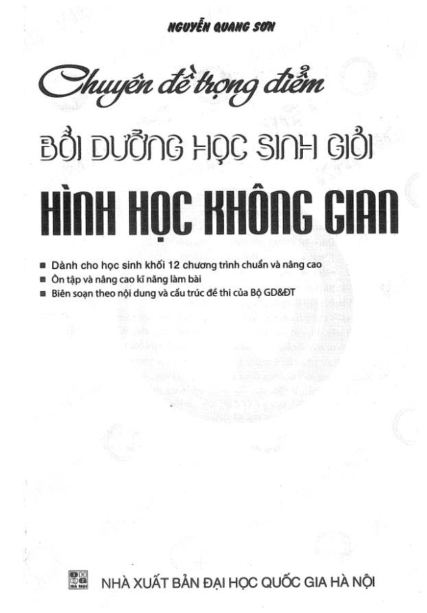 Chuyên đề trọng điểm bồi dưỡng học sinh giỏi hình học không gian - Nguyễn Quang Sơn